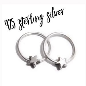 925 Sterling Silver Star Sleeper Hoops